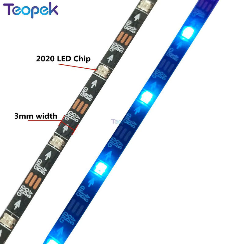 Teopek WS2812B RGBIC Pixel-LED-Streifen, individuell adressierbarer SMD LED-Streifen mit 60 LEDs/m, IP20, 5 V, Multicolor und Weiß, schmale Leiterplatte - Bild 3