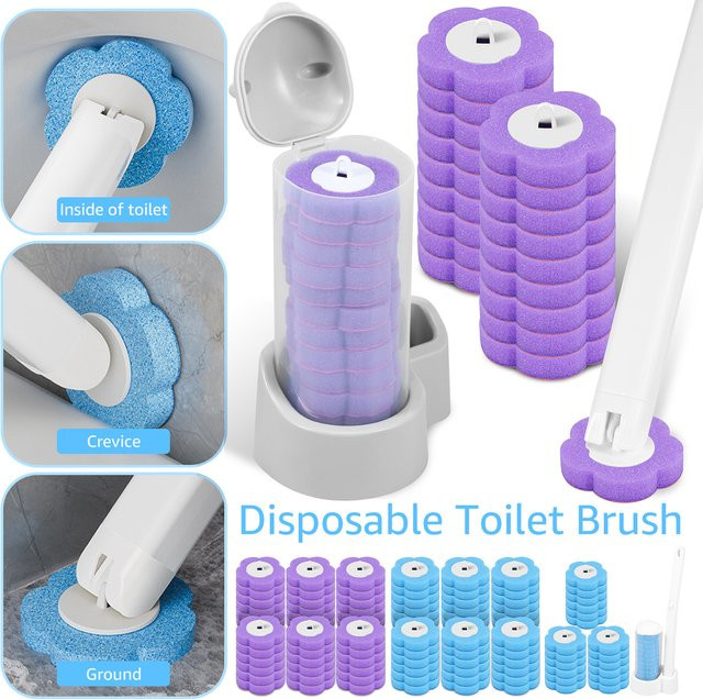 Willstar Einweg WC Bürsten Ersatzköpfe Reinigungskit mit langem Griff, Blau, 18 Stück - Bild 1