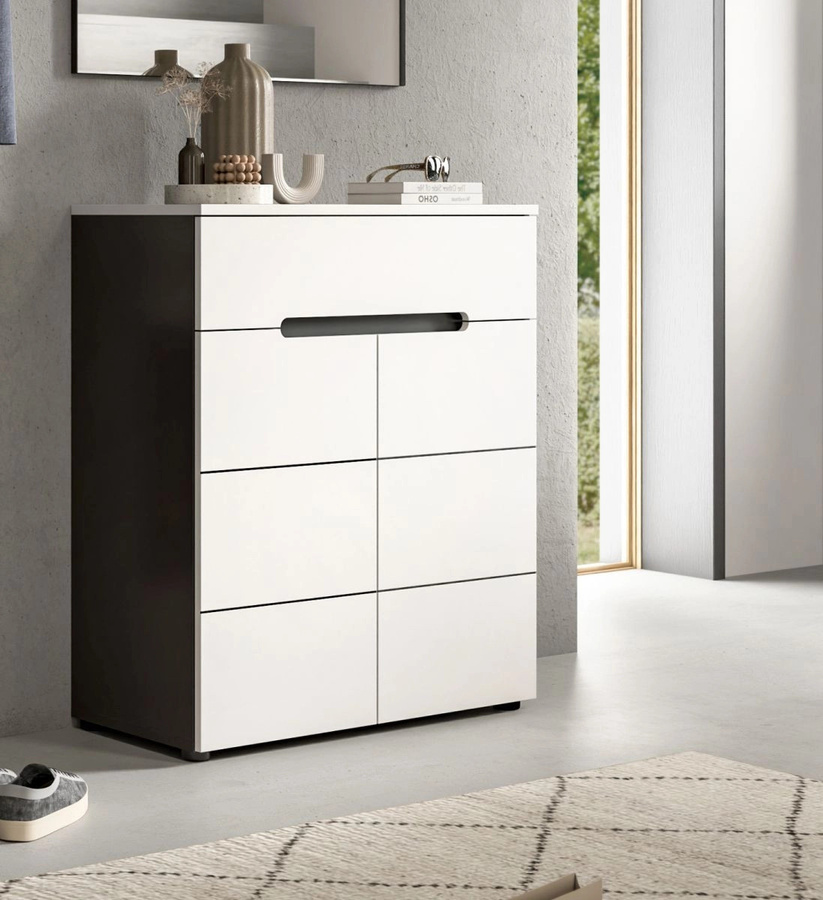 Schuhkommode Cooper von Inn.Furn in Weiß und Grau mit Soft-Close-Funktion, B/T/H: 80 x 37 x 94 cm - Bild 2