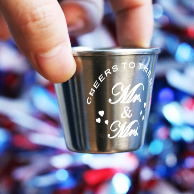 36-teiliges Geschenkset für Hochzeiten und Partys mit 12 Schnapsgläsern, 12 Dankeskarten und 12 Organza-Netztaschen - Bild 1