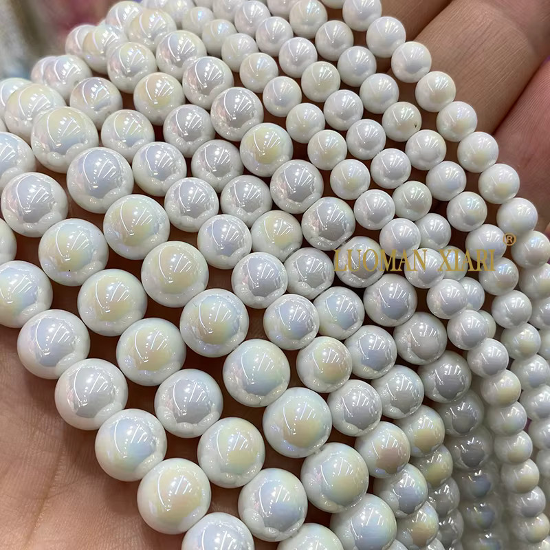 LUOMAN XIARI Perlen Chalcedon, Weiß, Unisex, 6-12mm - Bild 3