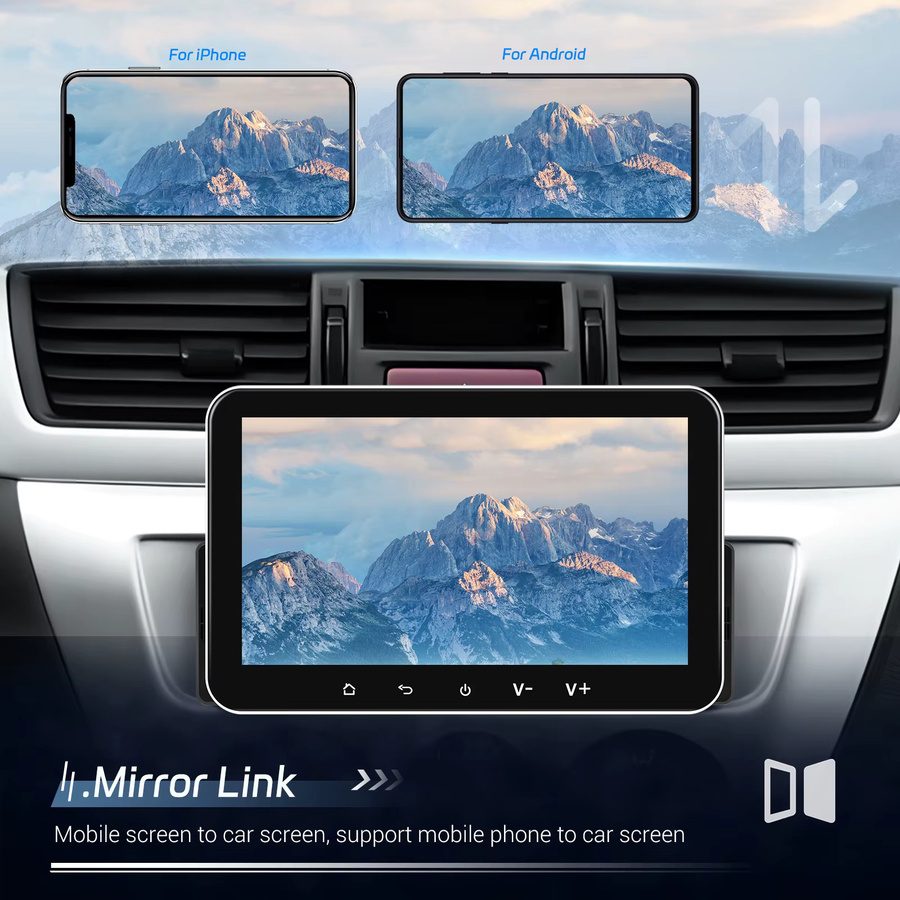 Camecho 7 Zoll 1 Din Autoradio mit Android Auto und Apple CarPlay, 2+32GB Multimedia Player in Schwarz mit Bluetooth, GPS, WIFI und MirrorLink - Bild 4