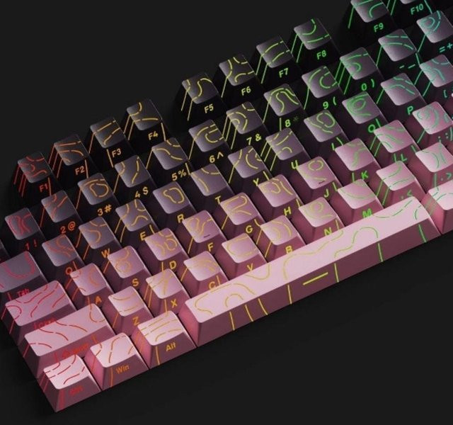 Topografische Tastenkappen 4.0 Shine Through PBT Cherry Profile mit Side Print für mechanische MX Gamer-Tastaturen in Weiß - Bild 1