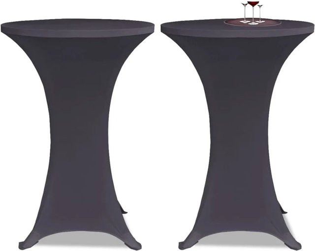 2er Set DELUKE Stretch-Stehtischhussen AMAU in Anthrazit, elastische Tischdecken für runde Stehtische mit Ø 80 cm - Bild 1