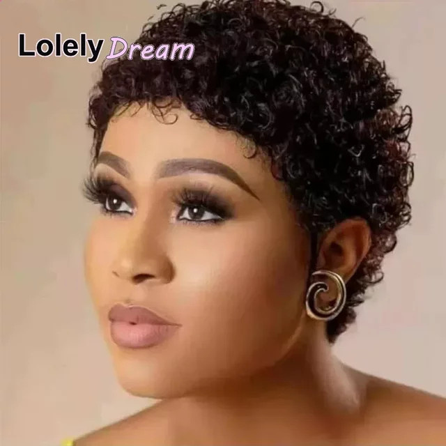 Lolely Dream Afro-Perücke, Pixie-Schnitt, lockig mit Pony - Bild 1