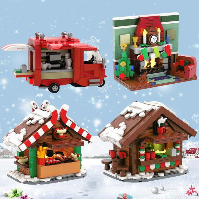 GOBRICKS MOC Winter Landschaft Weihnachten Hütte, Baustein Set - Bild 1