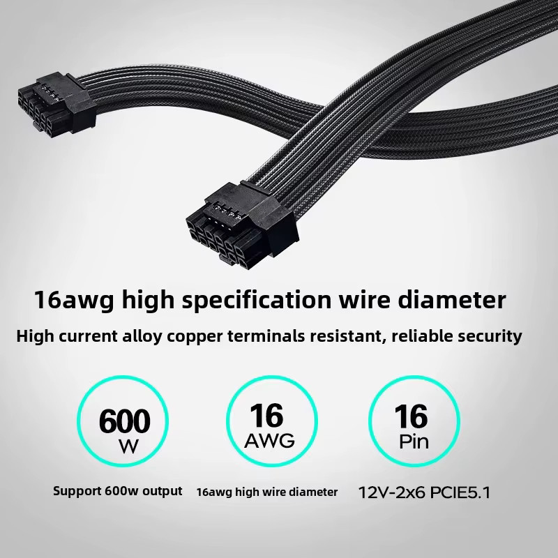 BOHCHONG 12V-2x6 Modulares Netzteilkabel ATX 3.1 und PCIe 5.1 Adapterkabel für RTX 5080 und RTX 5090 in Weiß - Bild 3