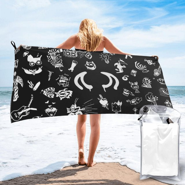 JMG Household Supplies Strandtuch Yungblud Zeichnungen aus weicher Mikrofaser, schnelltrocknend und saugfähig, B/H: 70 x 140 cm - Bild 1