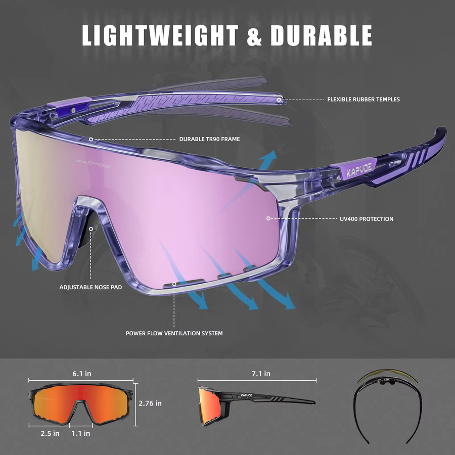 KAPVOE Sportsonnenbrille, Vollrand, Unisex, Wrap - Bild 5