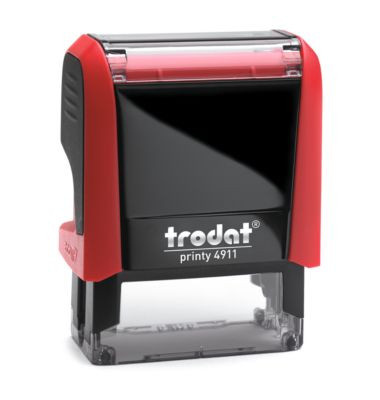 Adress-Stempel trodat Printy 4911 mit rotem Gehäuse und schwarzer Stempelabdruckfarbe - Bild 2