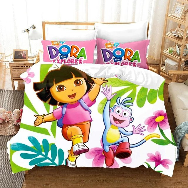Binchi Explorer Cartoon D-doras Bettwäsche-Set aus Mikrofaser mit Bettbezug und Kissenbezug, Mehrfarbig, B/H: 135 x 200 cm - Bild 1