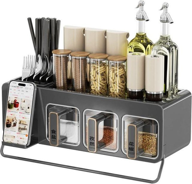 Multifunktionales Küchen-Gewürzregal von World-class Emporium als Wandregal mit Rückwand und Hängevorrichtung in glänzendem Design - Bild 1