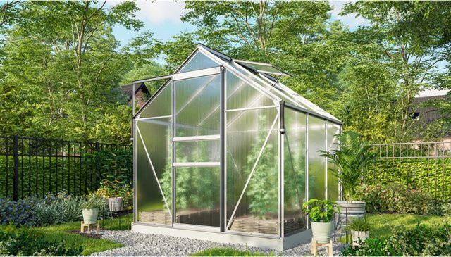 Vitavia Gewächshaus Marley inkl. Ready2Grow Zubehör-Set, silber, aluminium eloxiert, 3,8 m², Polycarbonat-Platten - Bild 1