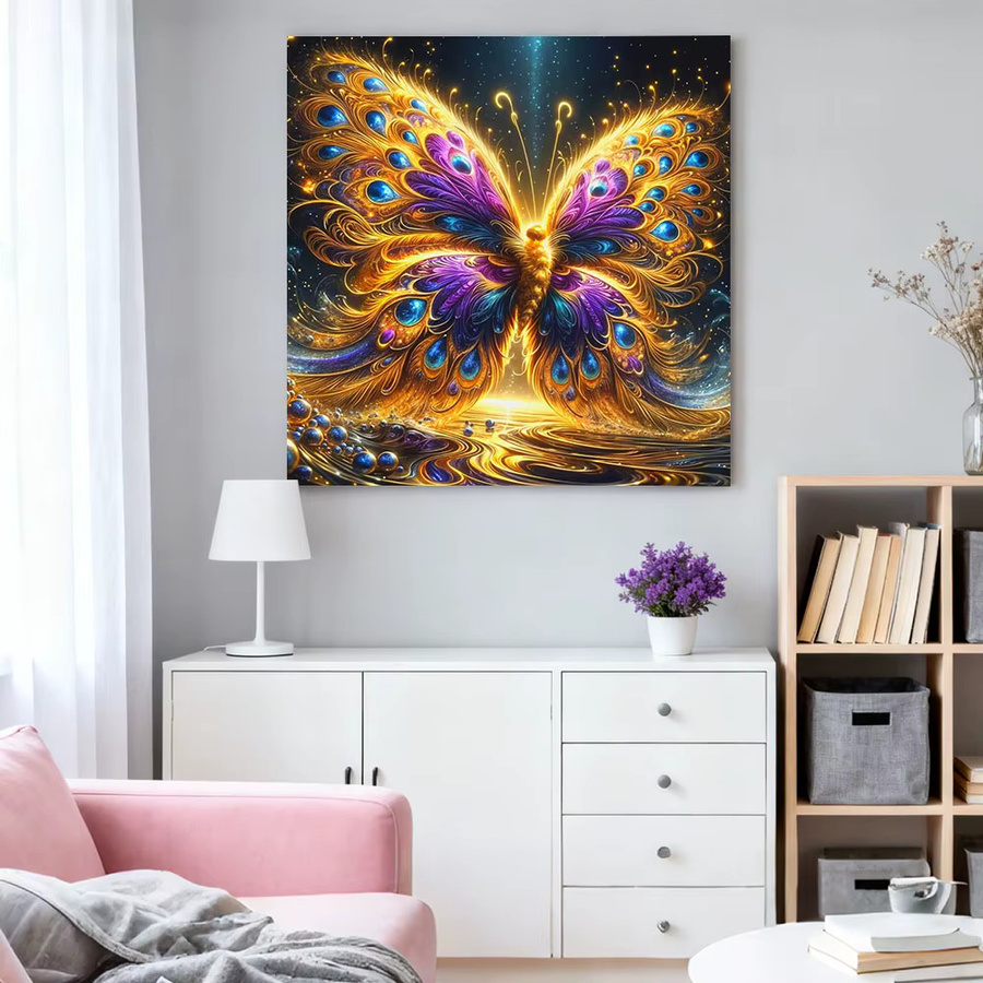 HUACAN Diamantkunst Malset Schmetterling und Pfau 5D Mosaik in Multicolour - Bild 3
