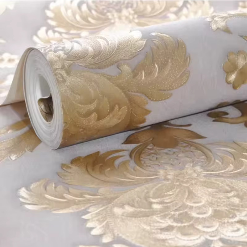 Antike goldene Tapete mit floralem Muster von ctzsoop, wasserfester PVC-Wandaufkleber für Wohnzimmer und Schlafzimmer, Breite: 53 cm - Bild 3