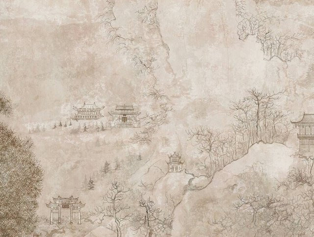 Livingwalls Fototapete Landschaft im Vintage Stil in Beige, Material: Vlies und Vinyl, Breite: 280 cm, Höhe: 371 cm - Bild 1