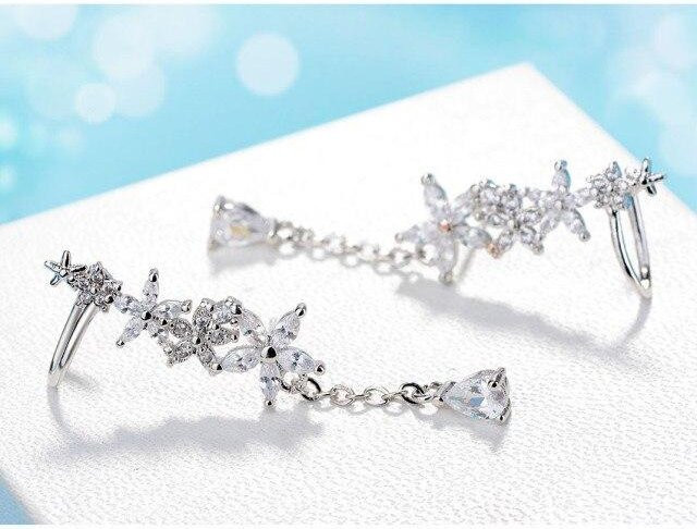 Ohrringe 925 Sterling Silber, Zirkon, Silber Farbe, Unisex - Bild 1