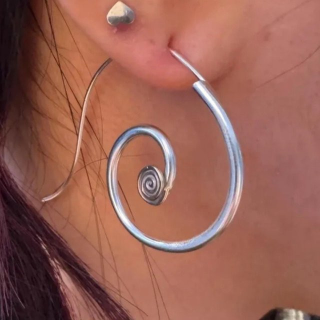 Ohrringe, spiralförmiges Design, Silber, Unisex - Bild 1