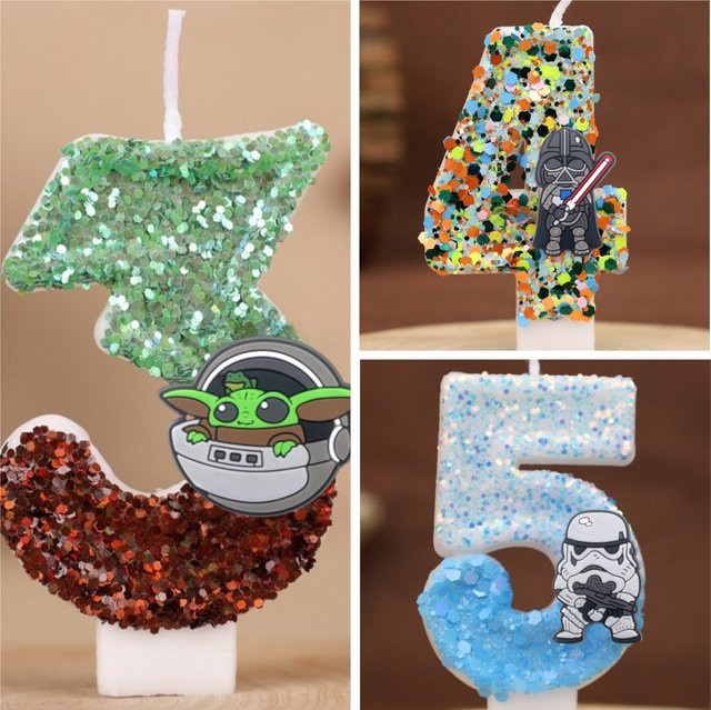 Potdemiel Digitale Kerzen mit Alien Space War Motiv für Kinder Geburtstag Kuchen Dekoration - Bild 1