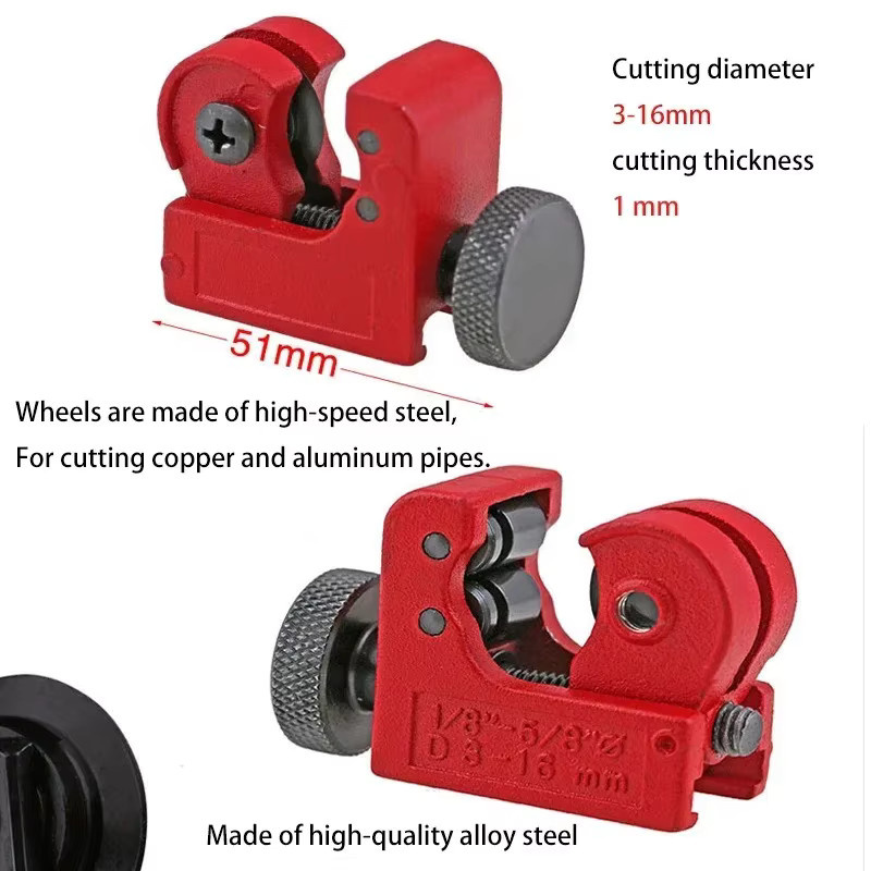 Rohrschneider aus Zinklegierung und gehärtetem Stahl in Rot für Kupferrohre 3-16 mm, 3-22 mm und 3-28 mm - Bild 4
