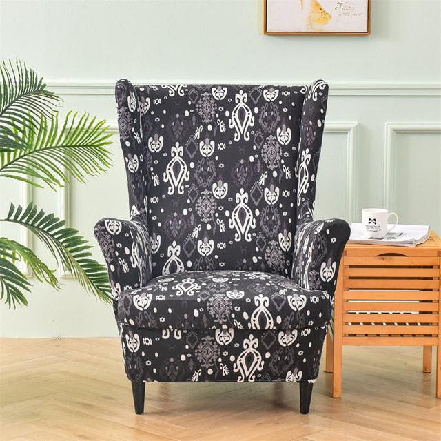 Elastischer Spandex Ohrensesselbezug mit Blumenmuster in Multicolour für Sessel mit hoher Rückenlehne und Sitzkissenbezug - Bild 1