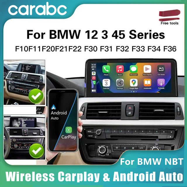 CARABC Kabelloses CarPlay und Android Auto Interface für BMW NBT System mit 10,25 Zoll Display in Schwarz - Bild 1