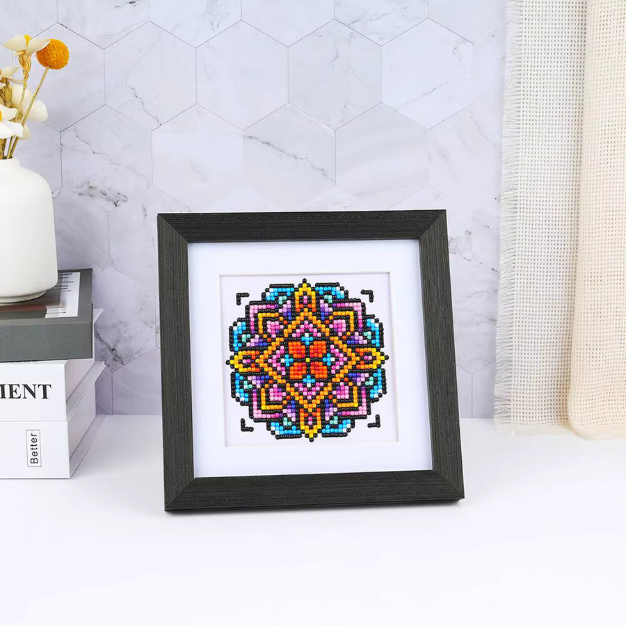 Momoart 12-teiliges Diamantgemälde Set Mandala-Blume in Mehrfarbig, Abstraktes Rundes Diamant-Mosaik Bastelset für Tabletop-Hobby - Bild 2