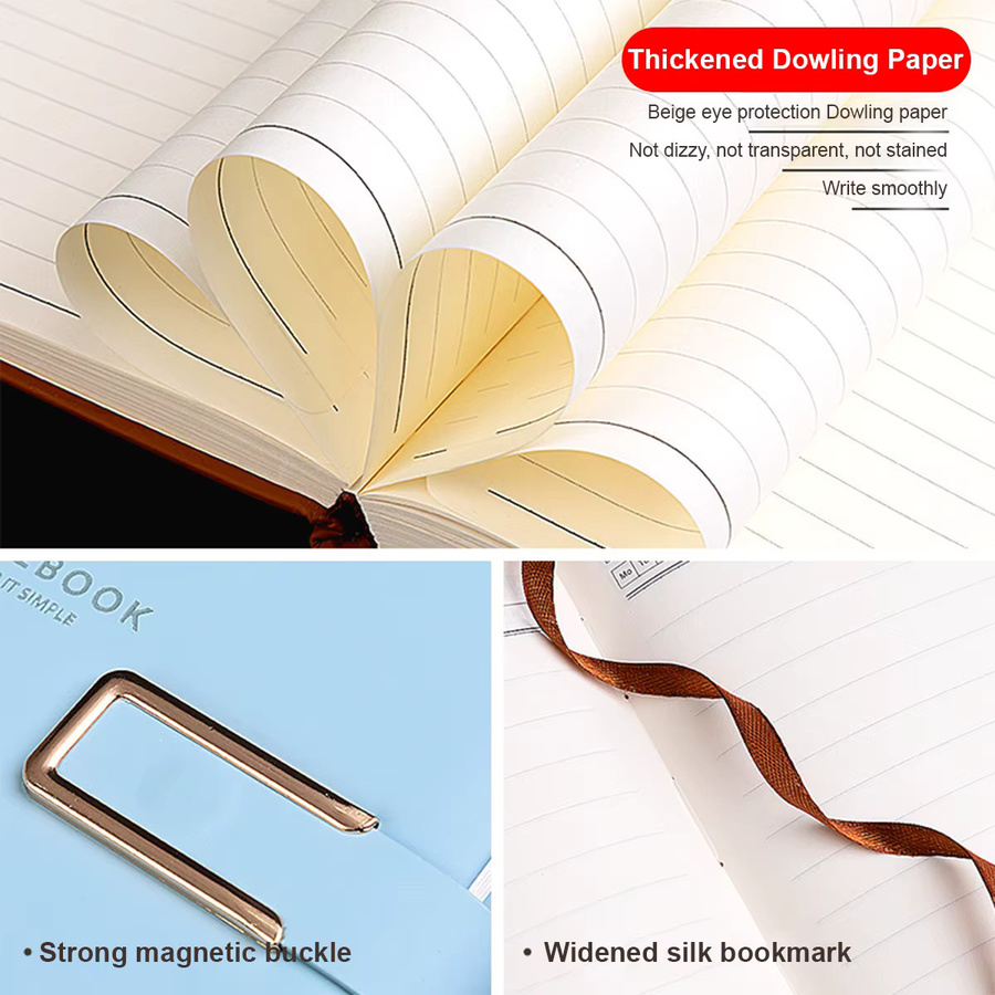 Anowee A5 Notebook aus PU Leder mit Hardcover und Schnalle, Grau, Liniert - Bild 3