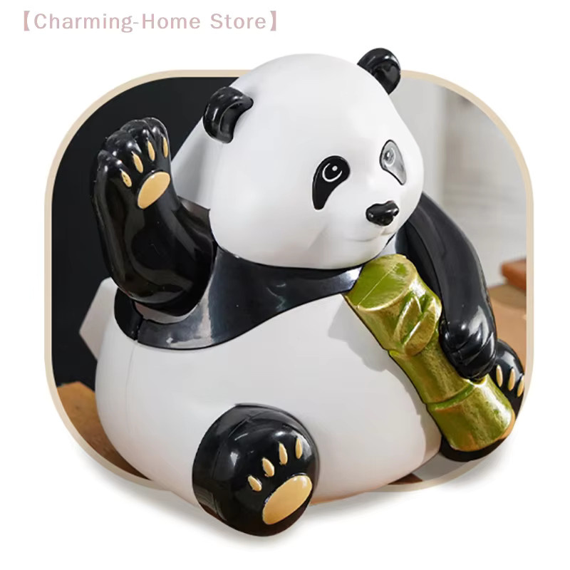 SHIDWJ Panda Solarenergie Auto-Dekoration Wackelkopf-Puppe in Weiß - Bild 5