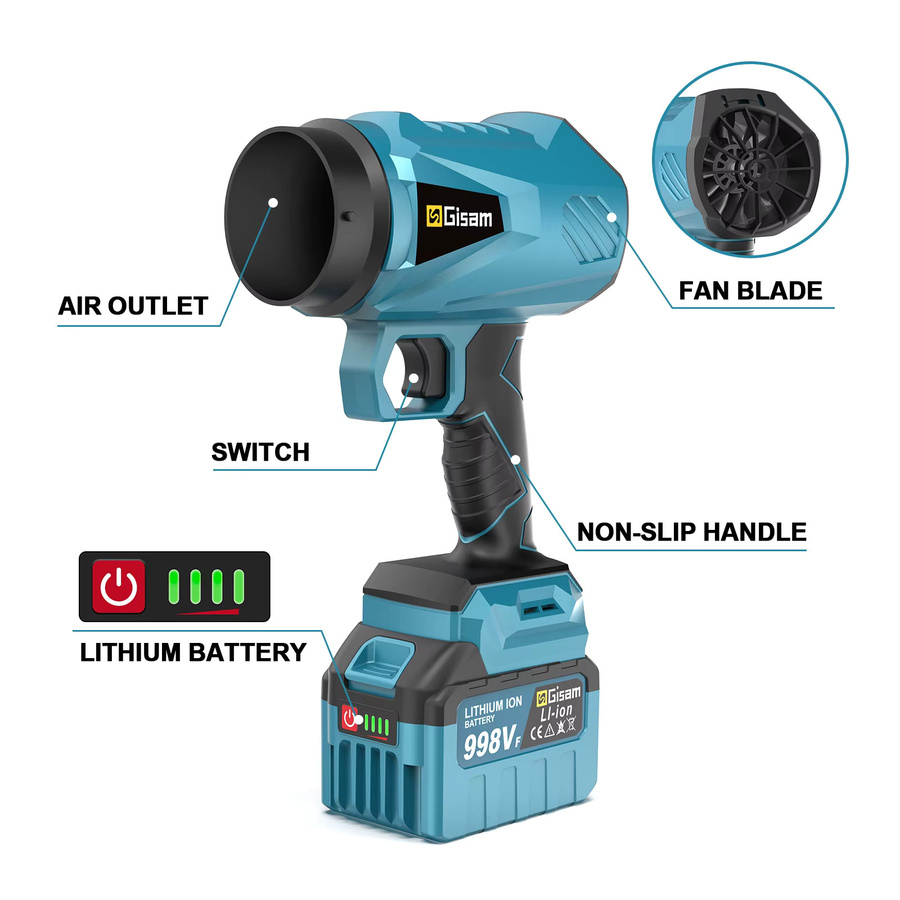 Makita LXT bürstenloser Laubbläser in Blau, elektrisches Turbogebläse mit 200 m/s und 150000 U/min für 18V Makita Akkus - Bild 5