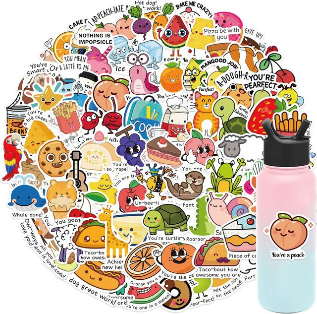 100 Stück inspirierende englische Belohnungs Aufkleber für Schüler als Graffiti Sticker in Multicolour für Fahrräder, Notizbücher und Federmäppchen - Bild 1