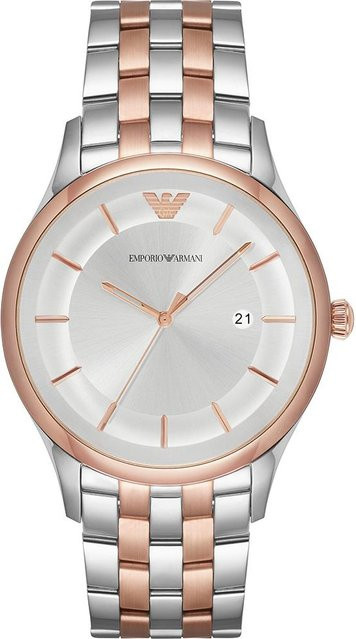 Emporio Armani Armbanduhr, Quarz, Edelstahl, Silber, Roségold, Herren - Bild 1