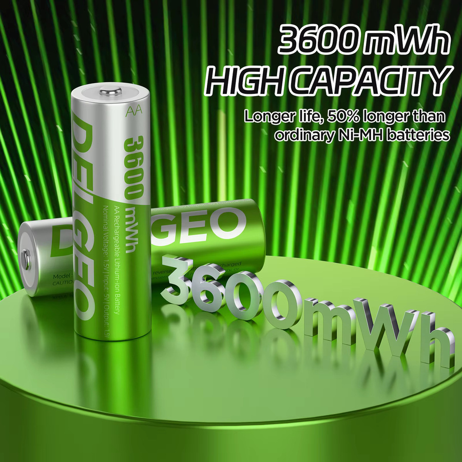 Delgeo AA Lithium-Akku 1,5V mit Ladeetui, 3600 mWh große Kapazität für Kamera, Gamepad und Spielzeug - Bild 2