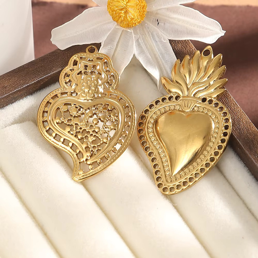 Herz Charms, 18K vergoldet, Edelstahl, Gold, Vintage - Bild 2