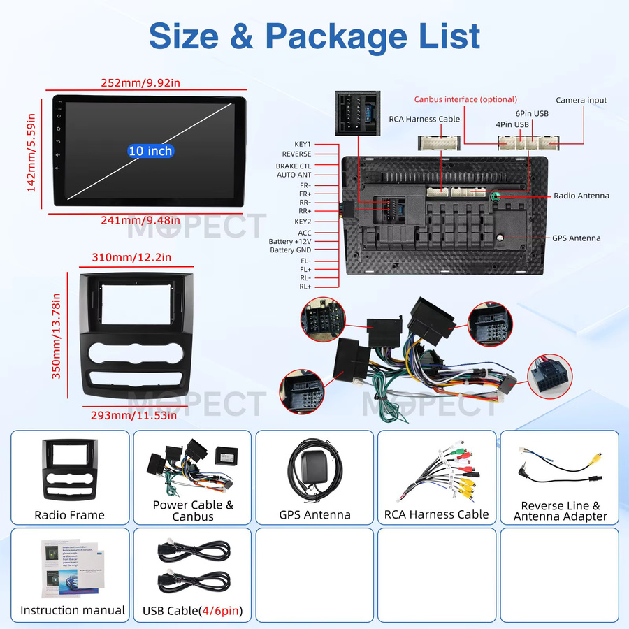 MOPECT Android 15 Autoradio mit 10 Zoll Display, 4+64GB, WiFi, CarPlay, GPS, Bluetooth, DVR & AHD für VW Crafter 2006-2011 und Mercedes Sprinter 2006-2017, Schwarz - Bild 5