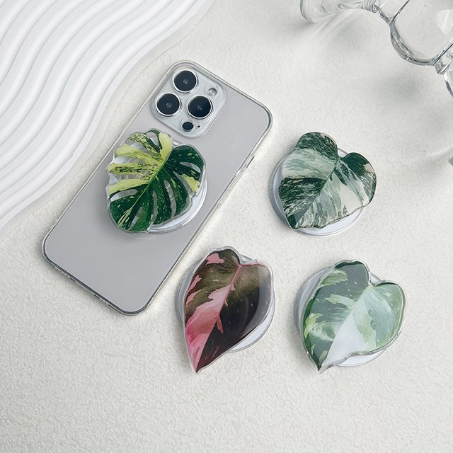 Bobonda Magnetischer faltbarer Handygriff mit Tasche im Pflanzenblatt-Design für MagSafe iPhone und Samsung - Bild 1