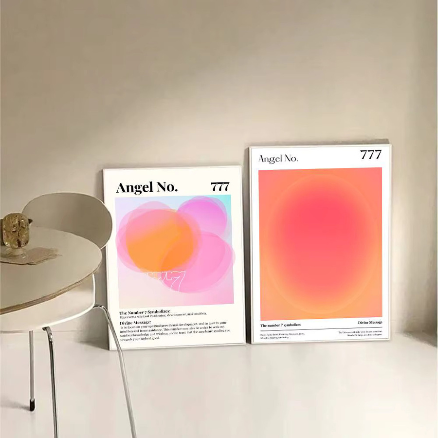 Kayou Moderne Engelszahlen Aura Art Wanddekoration Selbstklebender Wasserfester Papieraufkleber in Weiß und Multicolour - Bild 2