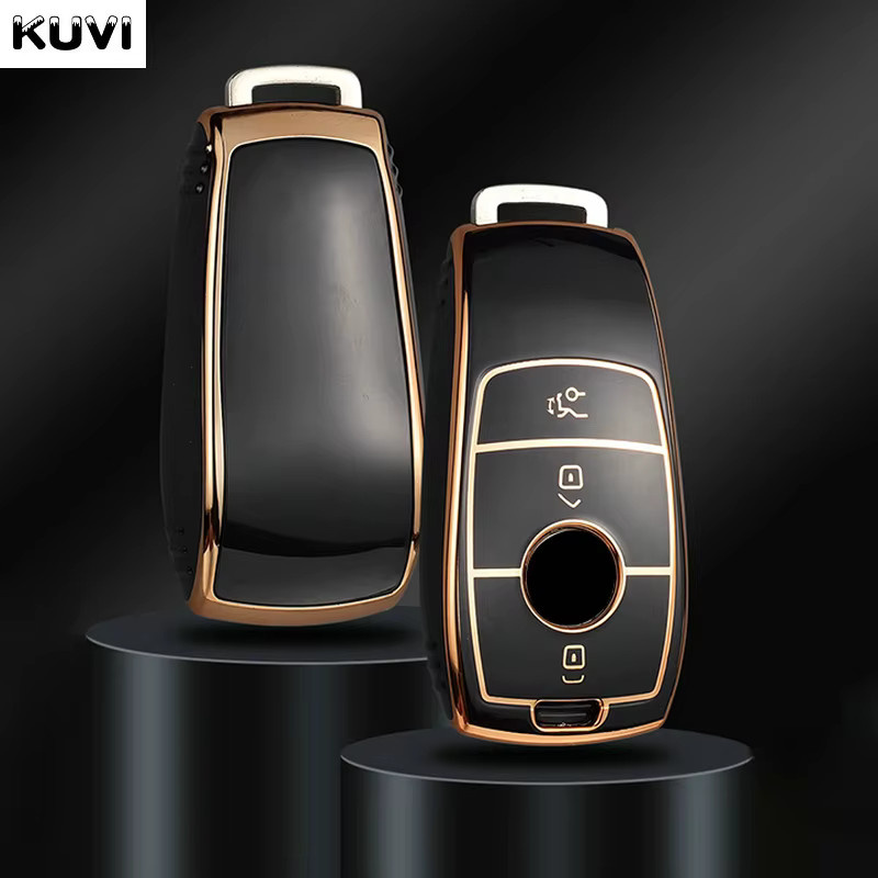 Goldene TPU-Autoschlüsselhülle von Kuvi für Mercedes Benz E S G-Klasse GLC CLE CLA GLB GLS AMG - Bild 2