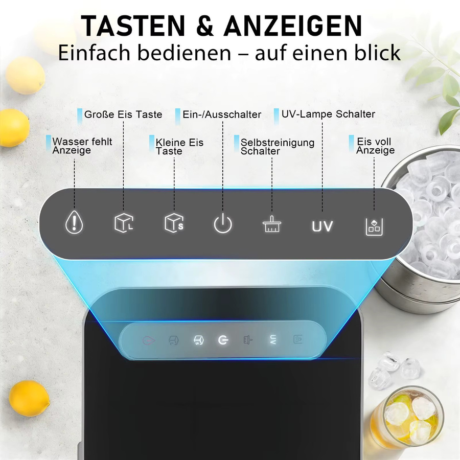 Cliheet Tragbare Eiswürfelmaschine für die Arbeitsplatte, Schwarz - Bild 2