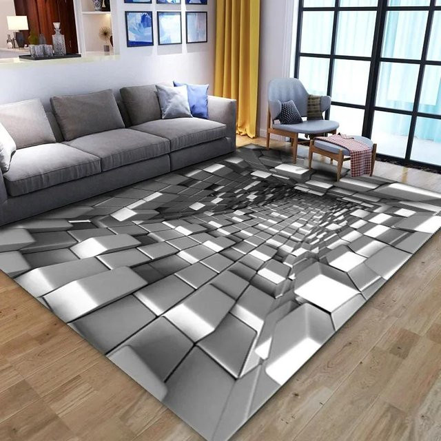 Karpetti 3D Vortex Illusion Teppich, grau, rutschfest und waschbar, B/T: 60 x 40 cm - Bild 1