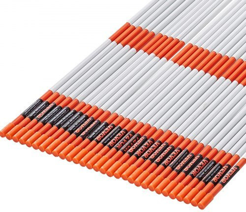 VEVOR Einfahrtsmarkierungen Set mit 30 orangefarbenen Glasfaserstangen und reflektierendem Band, inklusive Stahlbohrer und Schutzhandschuhen, Höhe: 121,5 cm - Bild 1