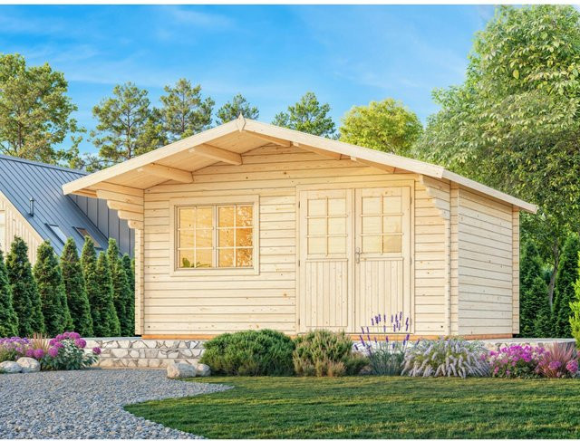 Palmako Gartenhaus Sally aus Fichtenholz mit Satteldach, lackiert in Grau-Anthrazit, B/T/H: 577 x 560 x 278 cm - Bild 1