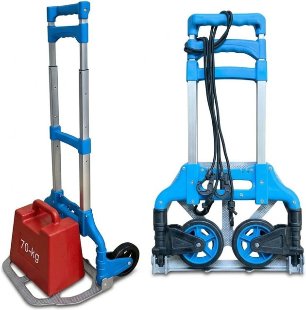 Klappbare Sackkarre aus Stahl von Relaxdays in Blau, belastbar bis 70 kg, Höhe: 98 cm, Breite: 38 cm, Tiefe: 41 cm - Bild 1
