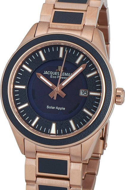 Jacques Lemans Armbanduhr, Solar, Edelstahl, Blau, Leder, 40 mm, Herren - Bild 1