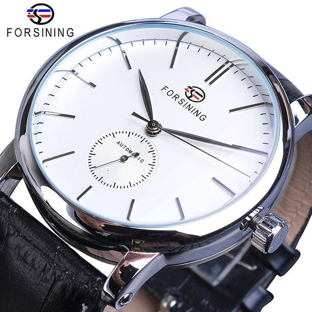 Forsining Armbanduhr, Automatik, Edelstahl, Leder, Weiß, Herren - Bild 1