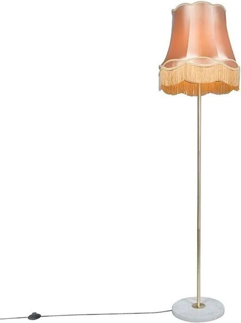 QAZQA Retro Stehleuchte Messing und Marmor in Gold mit Stoffschirm, Höhe: 175 cm - Bild 1