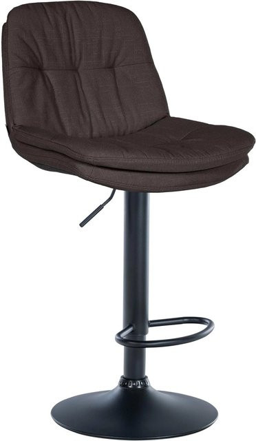 DELUKE Barhocker MITUN, höhenverstellbarer Barstuhl mit Lehne und 360 Grad Drehbarkeit, Stoff Dunkelgrau und Schwarz, B/T/H: 46 x 54 x 92 cm - Bild 1