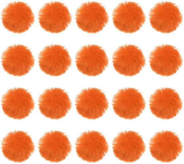 20 Stück Kunstpelz Bommel von UXCELL in Orange mit elastischer Schlaufe für Mützen, Schals und DIY-Projekte - Bild 1