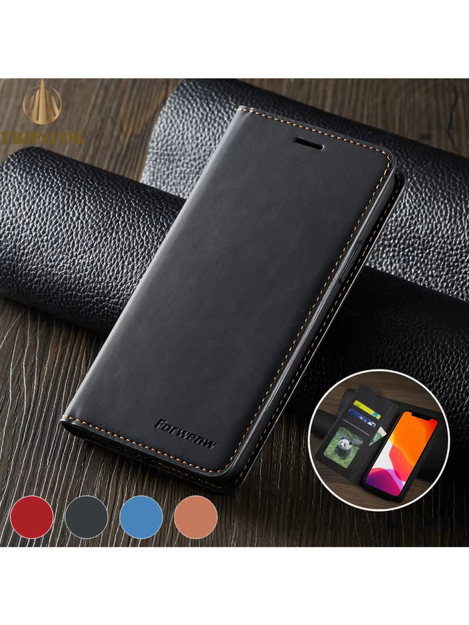 Luxus Leder Flip Hülle als Brieftasche für Samsung Galaxy A04E A14 A24 A34 A54 A05S A15 A25 A35 A55 A06 A16 A36 A56 in Schwarz oder Braun - Bild 6