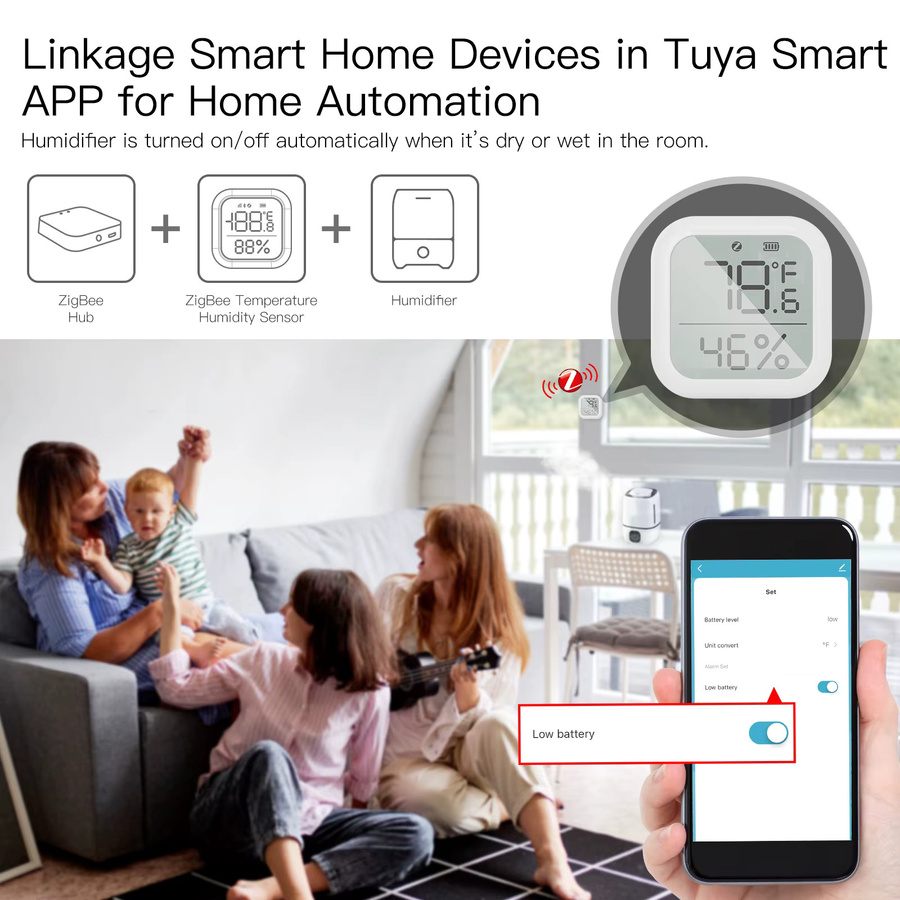 MOES Tuya ZigBee Smart Temperatur- und Luftfeuchtigkeitssensor mit LED-Bildschirm in Weiß - Bild 3